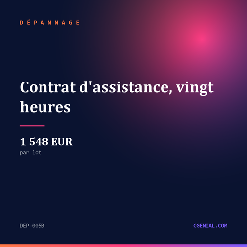 Contrat d'assistance, vingt heures - Dépannage